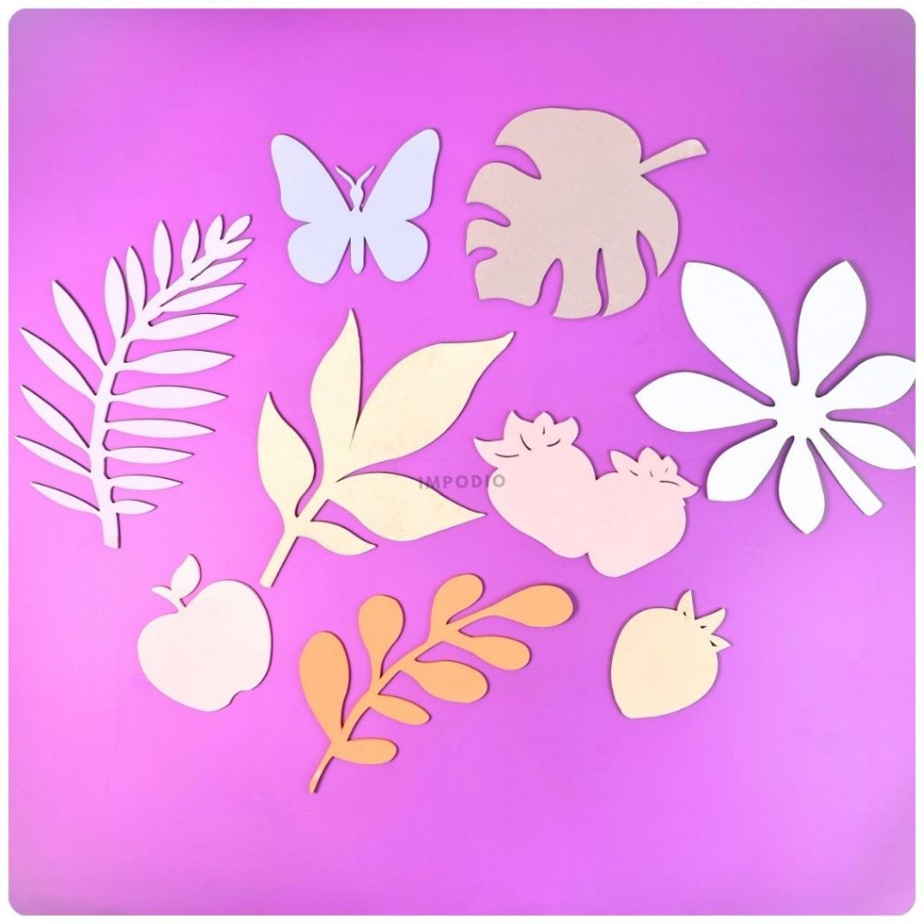 IMPODIO Geometry Mix Shapes Leaf Fruit Butterfly - Ornamen Dekorasi Foto Produk Props Photography