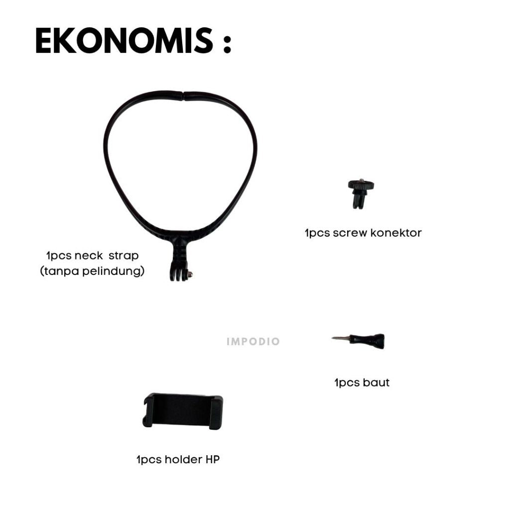 IMPODIO Neck holder mount bluetooth remote - kalung leher gopro - packaging