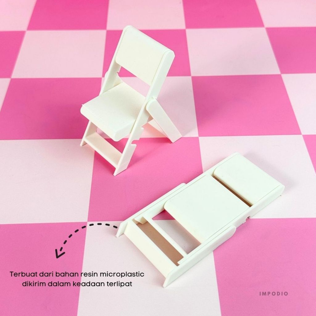 IMPODIO Kursi Mini Bangku Pantai – Chair Miniatur Resin Dekorasi Props - tampak samping