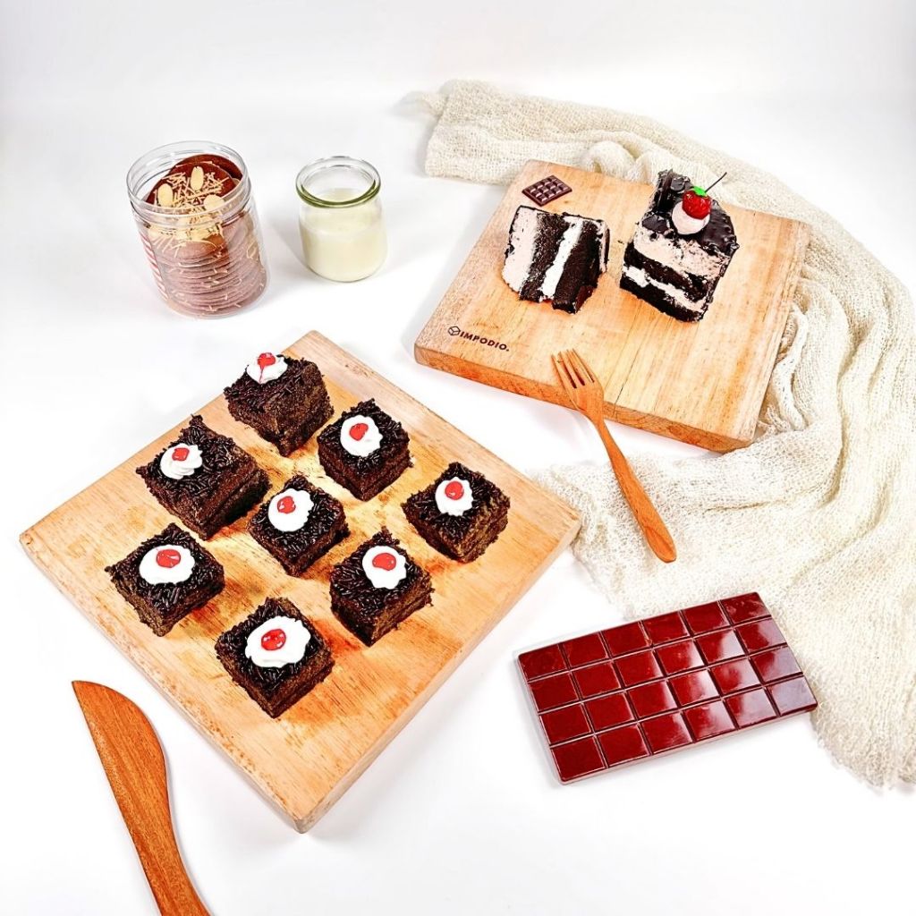 IMPODIO Tatakan Kue Kayu Mahoni Asli - Nampan Alas Makanan Kue Tart Cupcakes Display Props Foto