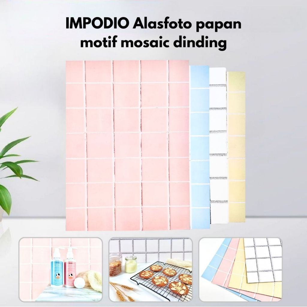 IMPODIO Alasfoto papan motif mosaic dinding 60x44 cm - background foto hardboard