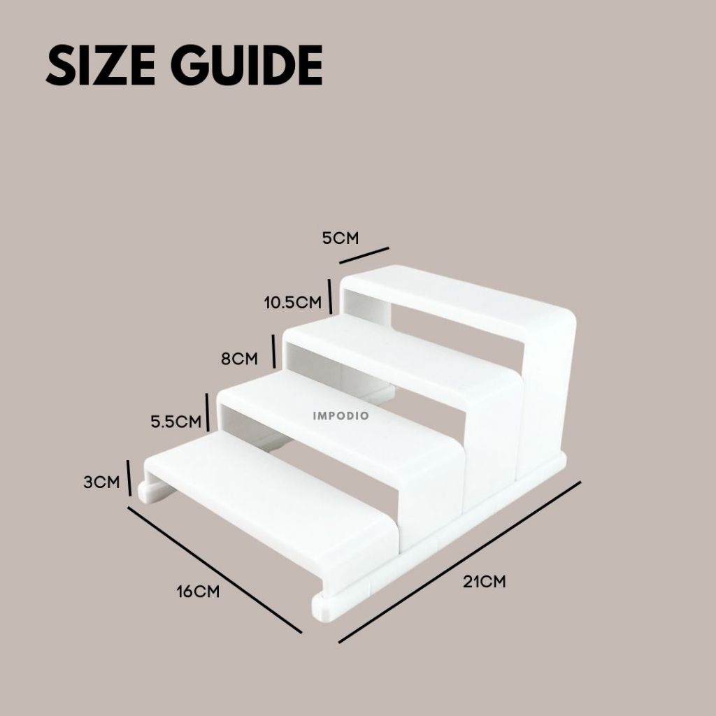 IMPODIO Tangga Display 3 Tingkat Bahan Resin thermoplastic - Rak Pajangan Miniatur / Koleksi / Action figure