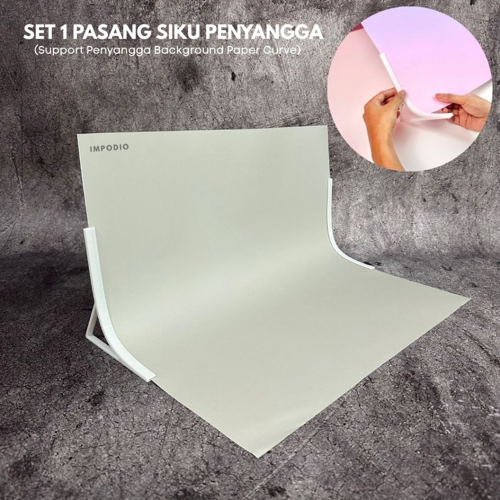 IMPODIO Paket 1 Pasang Penyangga Background Paper Curve