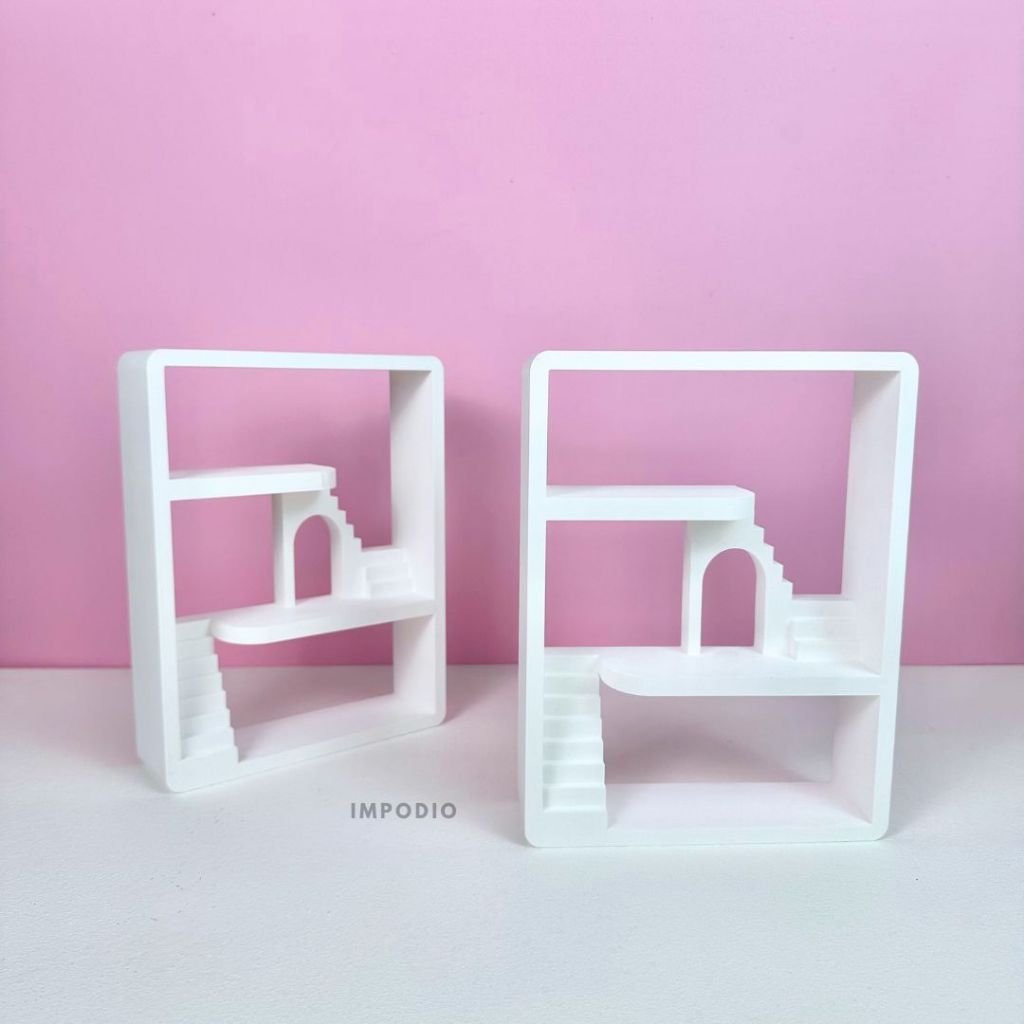 IMPODIO Rumah Miniatur Mini Bertingkat - Miniature House Room Doll House Minimalist Dekorasi Props Foto Produk