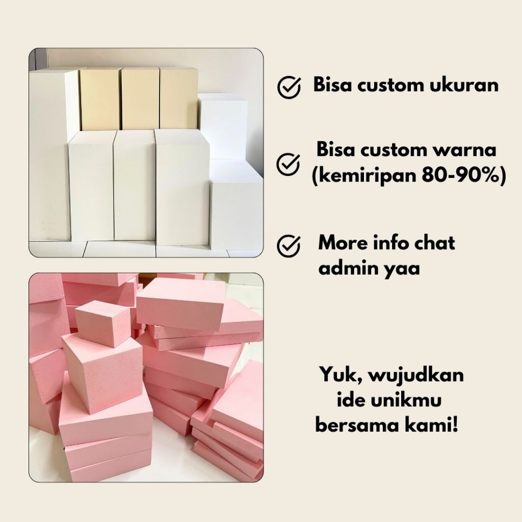 IMPODIO Geometry Tangga Ukuran 10x10x20 cm - Podium Tangga Display Skincare / acc / lainnya Props Photography