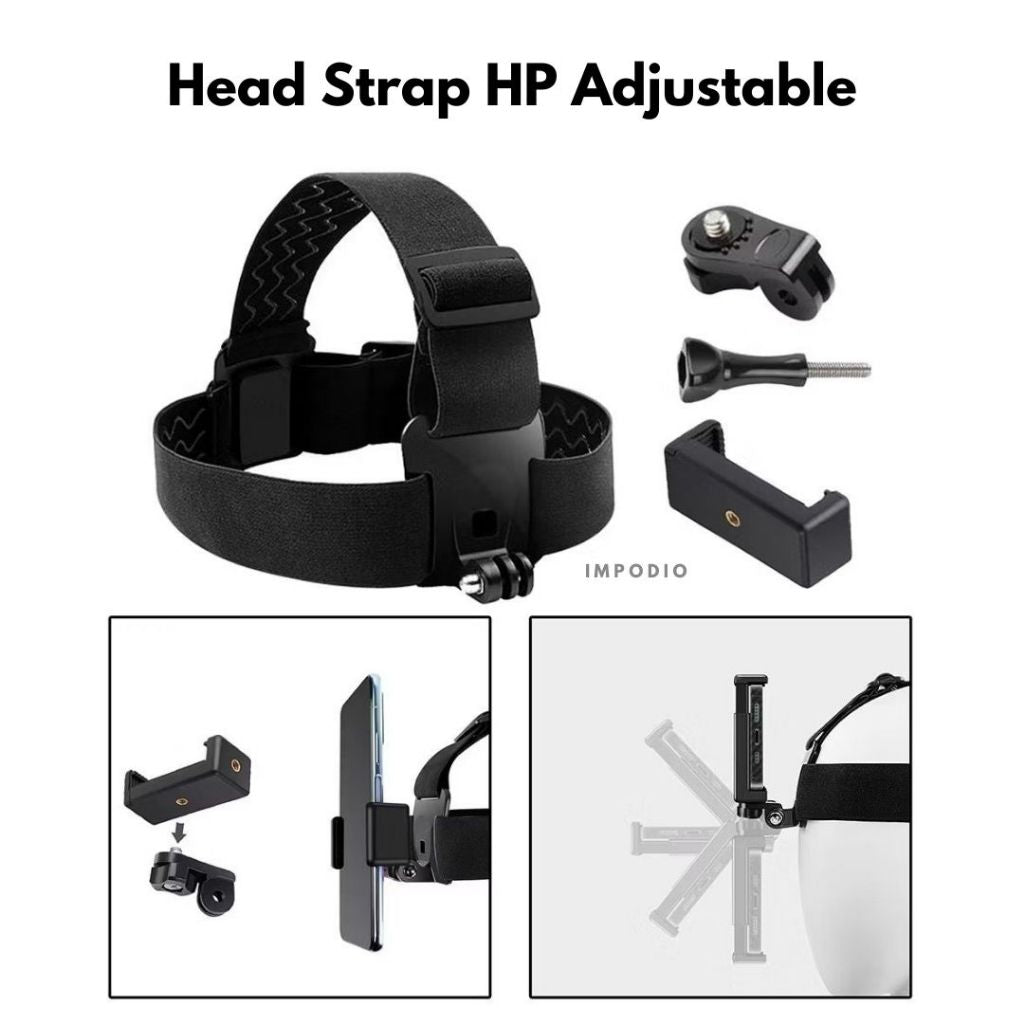 IMPODIO head strap hp tali kepala adjustable non slipe desain handsfree