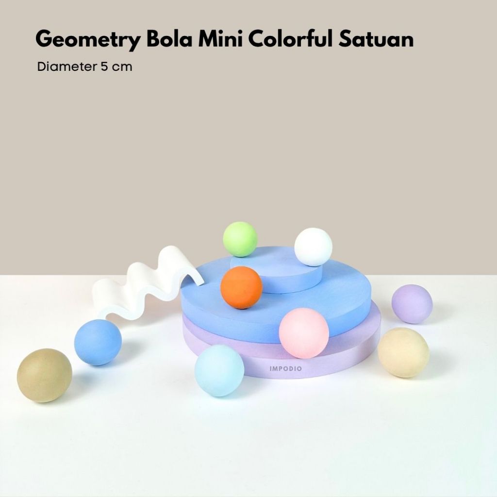 IMPODIO Geometry Bola Mini Colorful Satuan - Dekorasi Props Photography