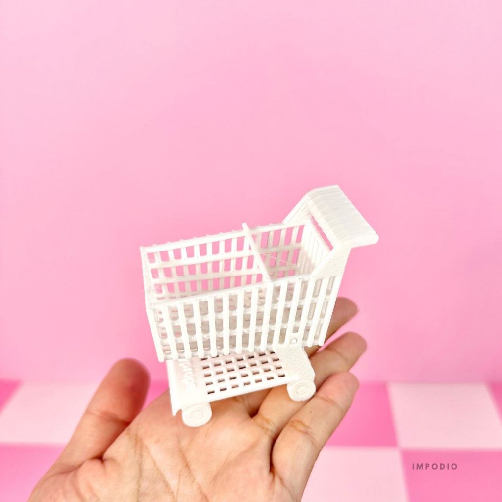 IMPODIO Trolley Mini Keranjang Belanja Supermarket - Miniatur Troli Resin Props Photography