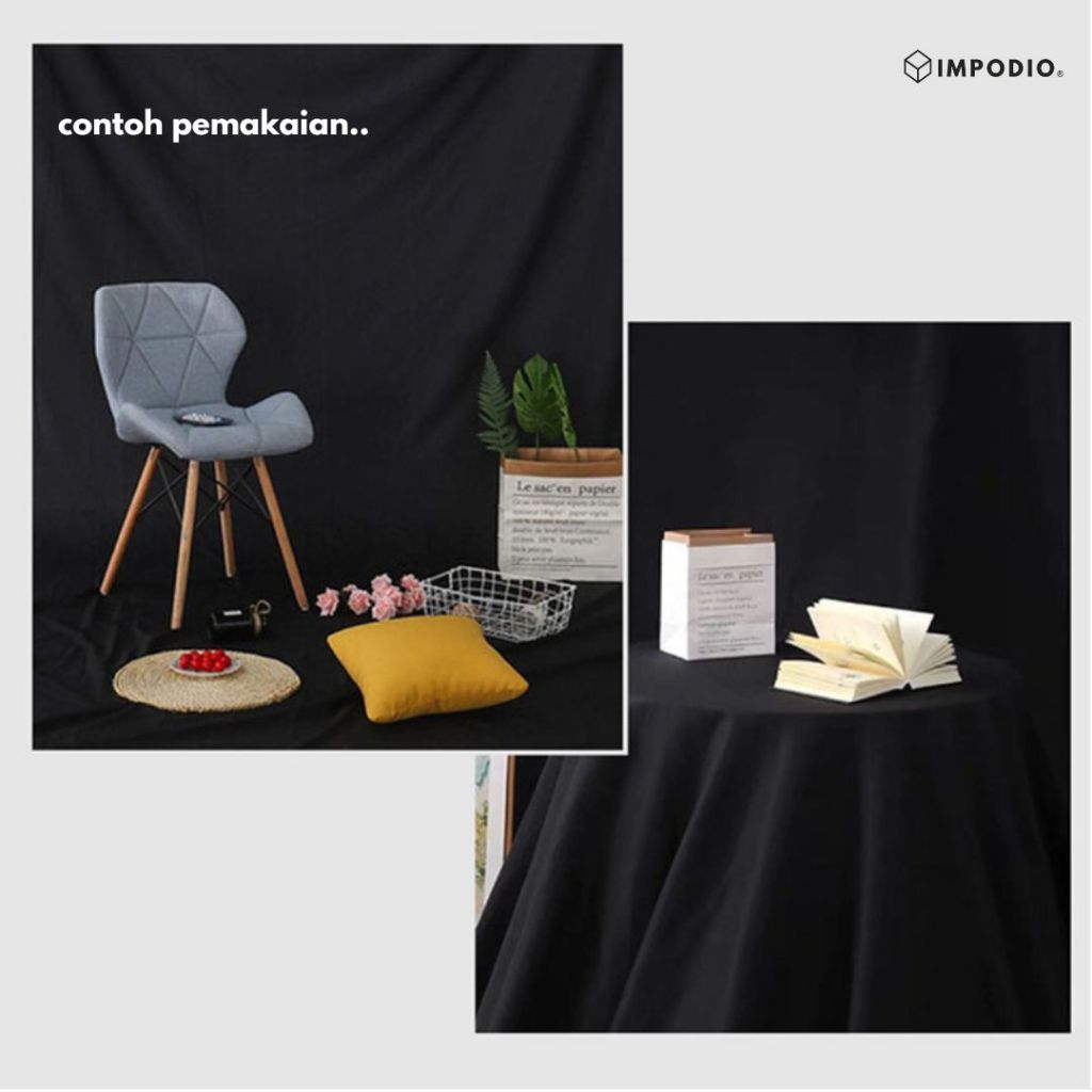 Kain Backdrop Studio HITAM untuk Fotografi IMPODIO ukuran 150cm x 200cm