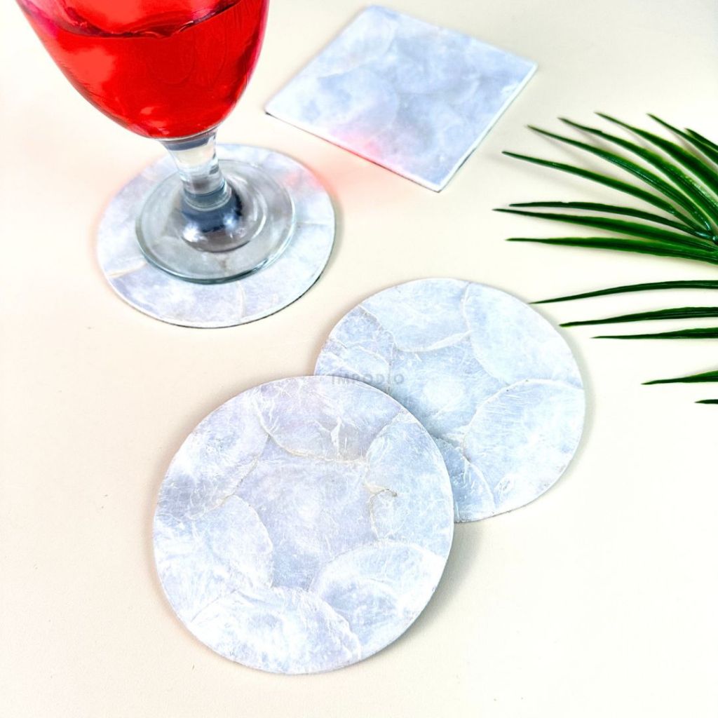 IMPODIO Coaster Kulit Kerang Tatakan Aksesoris Serbaguna - Props Foto Dekorasi Produk