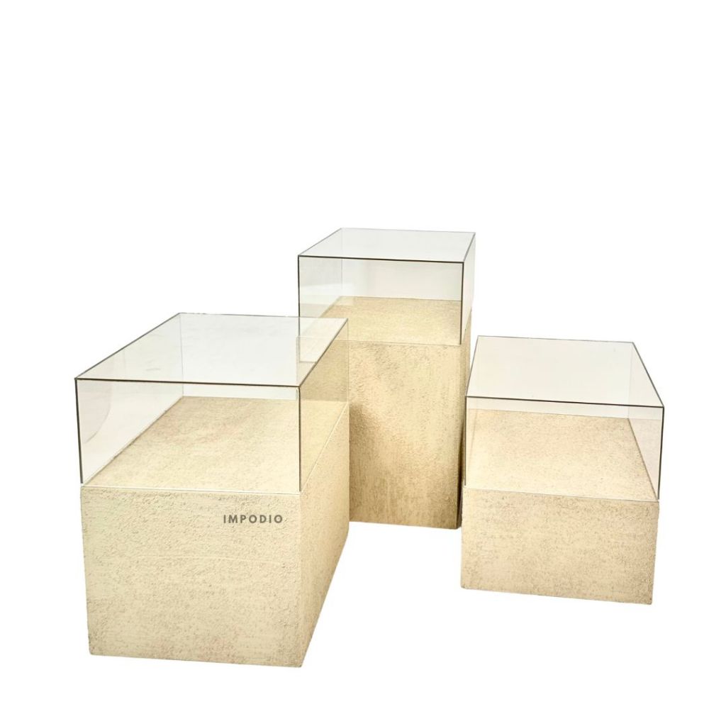 IMPODIO Podium Texture Display Kotak Akrilik Transparan - Podium Display Pajangan Sepatu Aksesoris Dekorasi