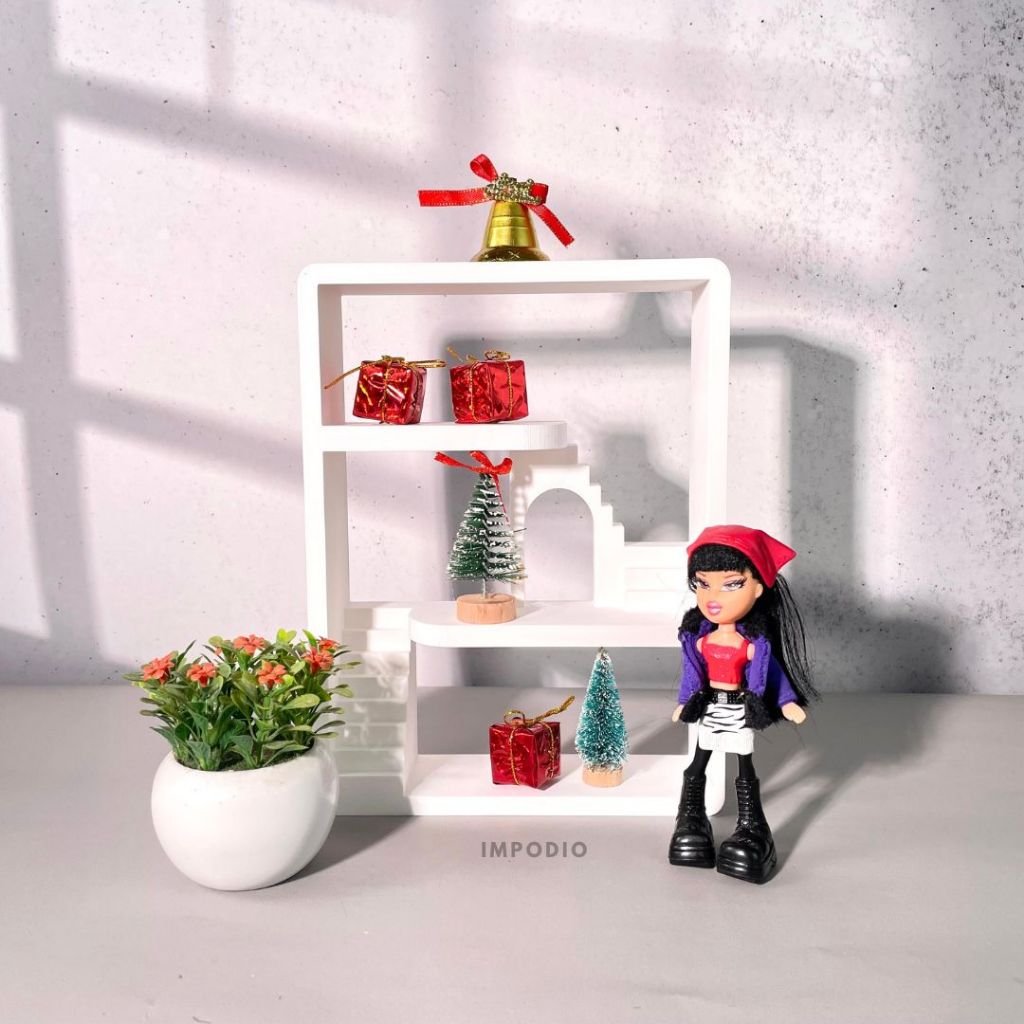 IMPODIO Rumah Miniatur Mini Bertingkat - Miniature House Room Doll House Minimalist Dekorasi Props Foto Produk