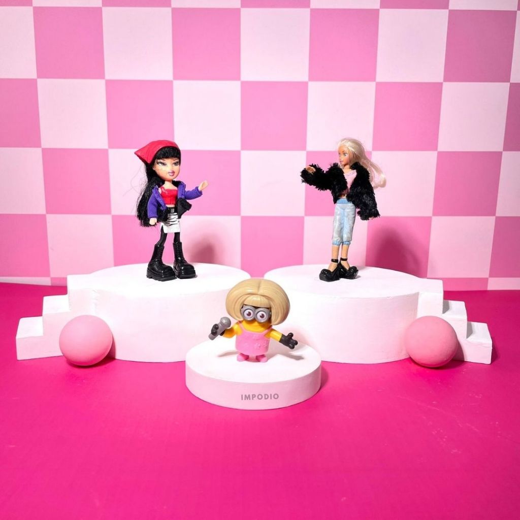 IMPODIO Podium Stage Bulat Dengan Tangga - Display Produk Miniatur Dekorasi Props Foto