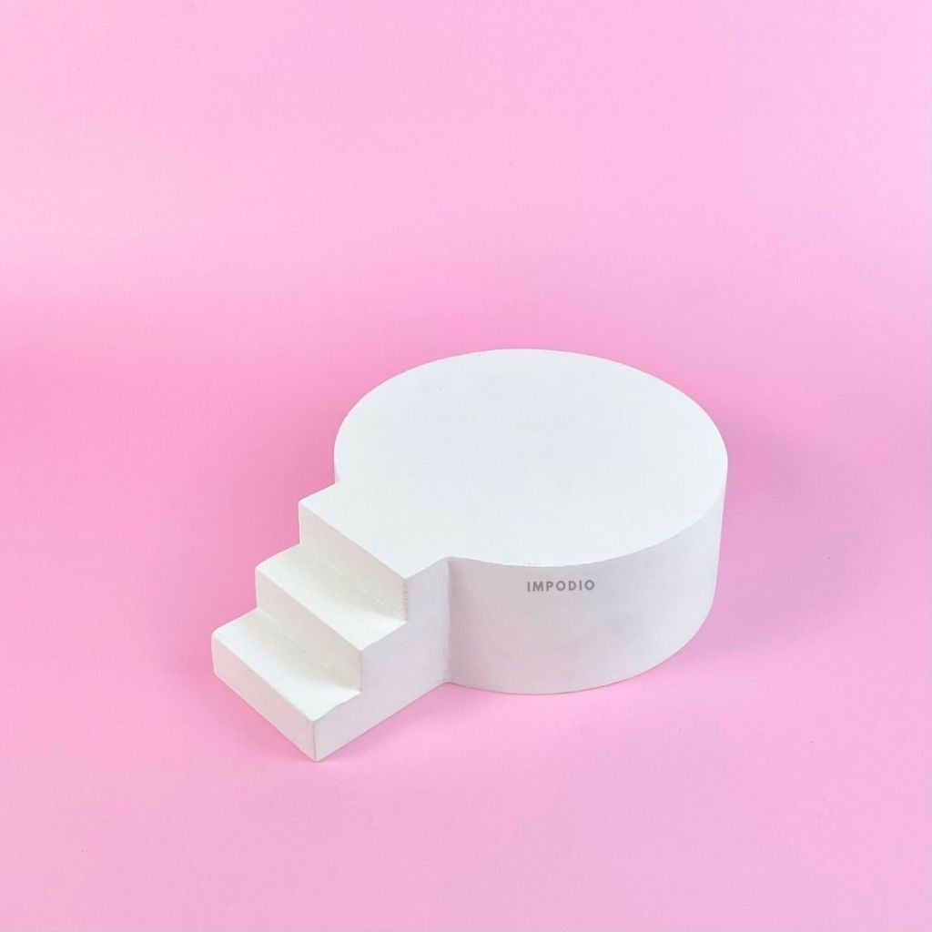 IMPODIO Podium Stage Bulat Dengan Tangga - Display Produk Miniatur Dekorasi Props Foto