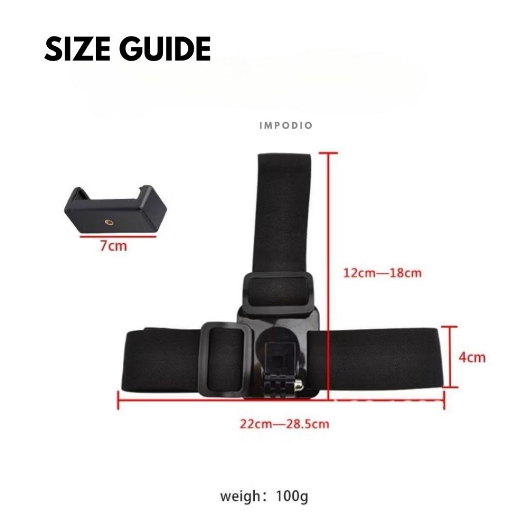 IMPODIO head strap hp tali kepala adjustable non slipe desain handsfree