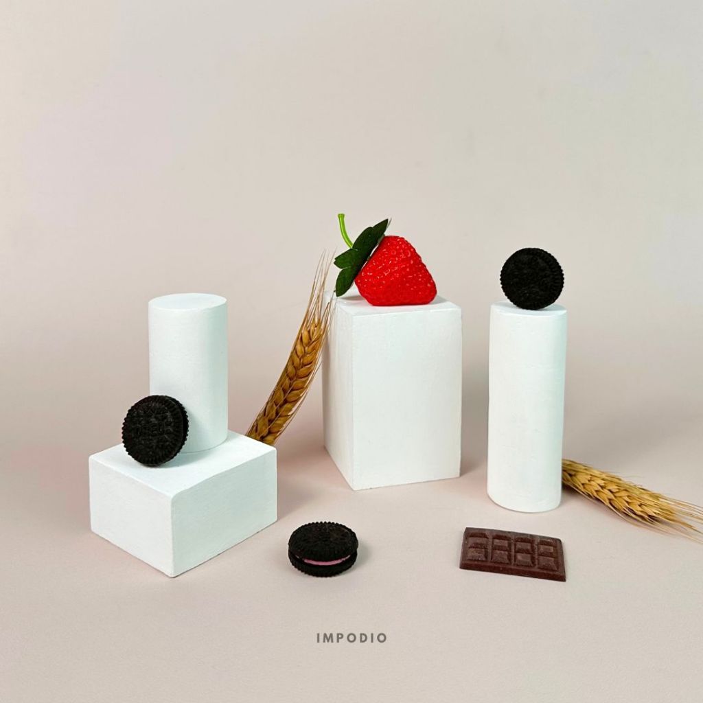 IMPODIO Set Geometry 4pcs Mini Size Balok dan Tabung - Podium Display Produk Mini Dekorasi Photography