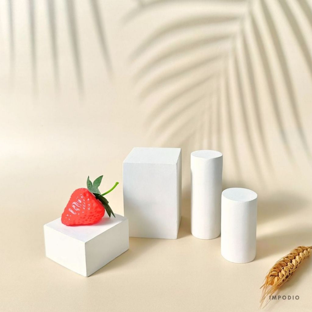 IMPODIO Set Geometry 4pcs Mini Size Balok dan Tabung - Podium Display Produk Mini Dekorasi Photography