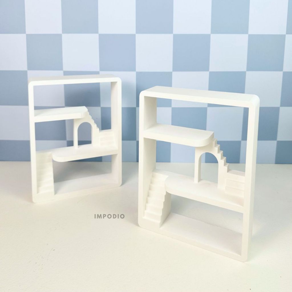 IMPODIO Rumah Miniatur Mini Bertingkat - Miniature House Room Doll House Minimalist Dekorasi Props Foto Produk