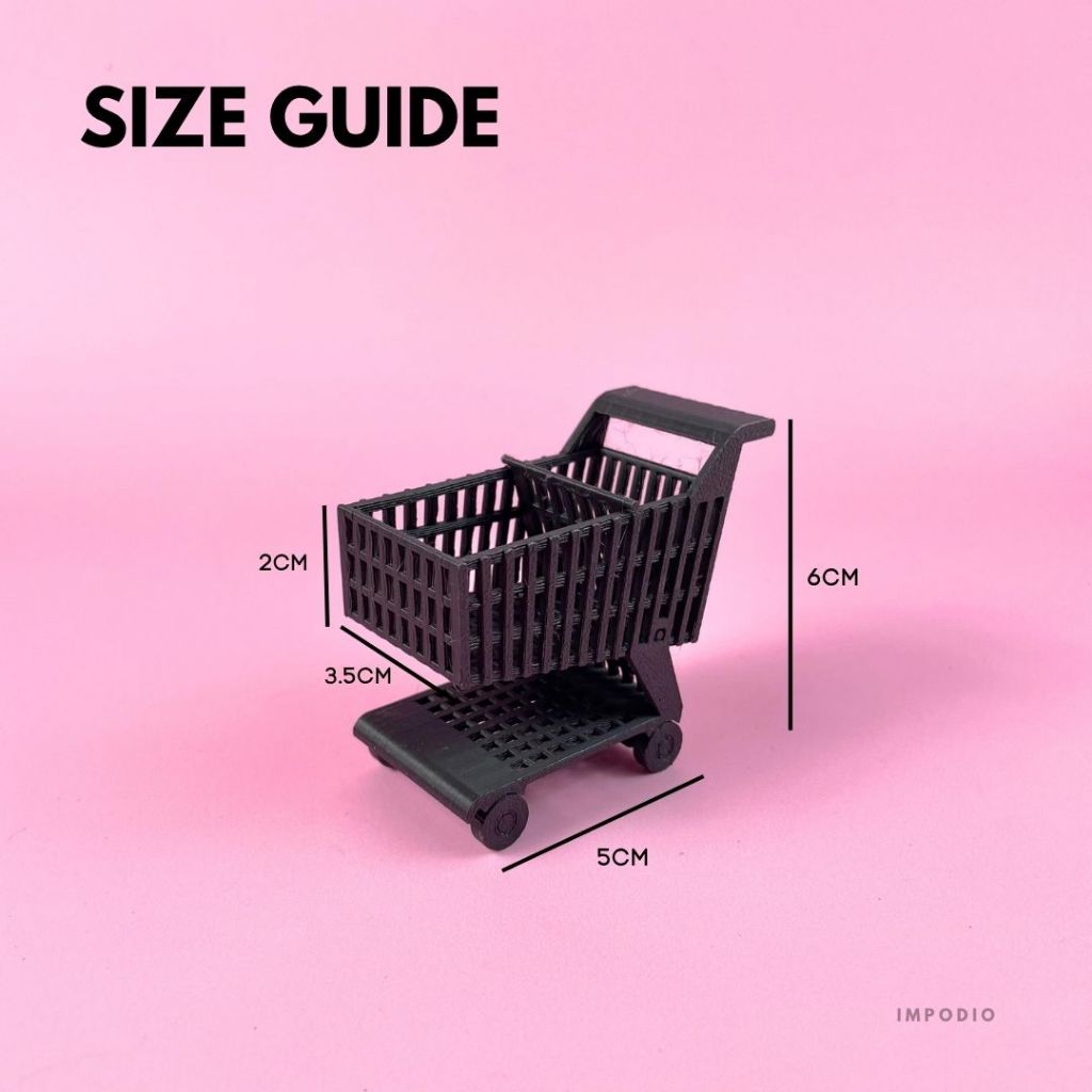 IMPODIO Trolley Mini Keranjang Belanja Supermarket - Miniatur Troli Resin Props Photography