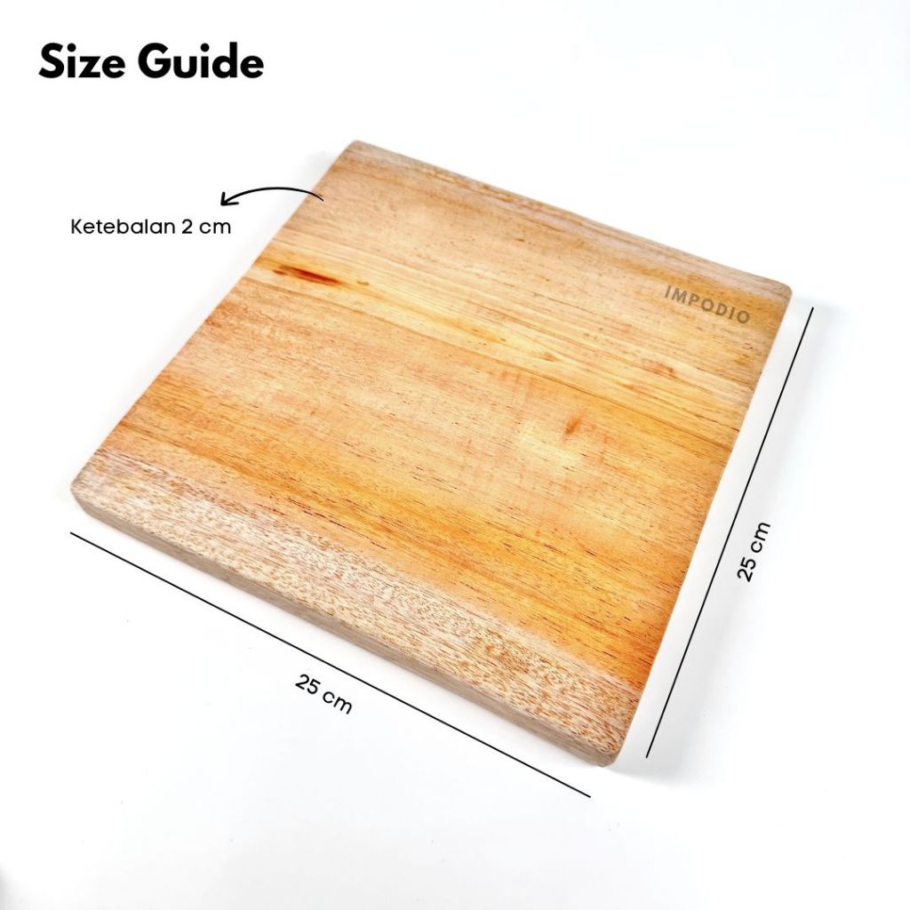 IMPODIO Tatakan Kue Kayu Mahoni Asli - Nampan Alas Makanan Kue Tart Cupcakes Display Props Foto