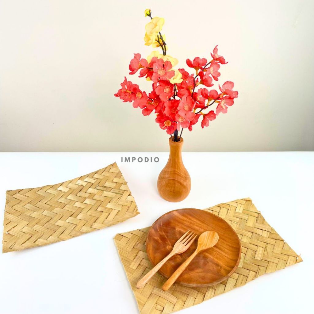 IMPODIO  Placemat Tatakan Anyaman Bambu Ukuran 20x30cm - Alas Bamboo Dekorasi Foto Produk