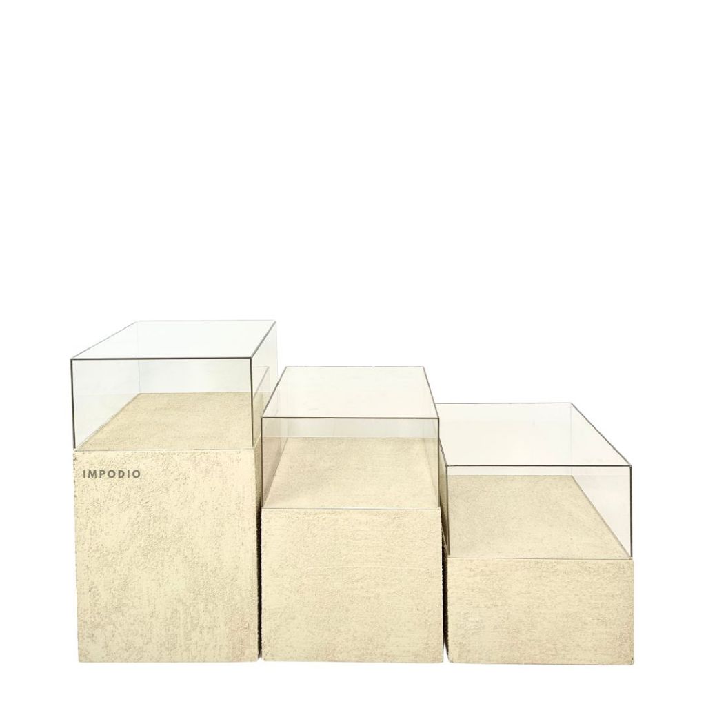 IMPODIO Podium Texture Display Kotak Akrilik Transparan - Podium Display Pajangan Sepatu Aksesoris Dekorasi