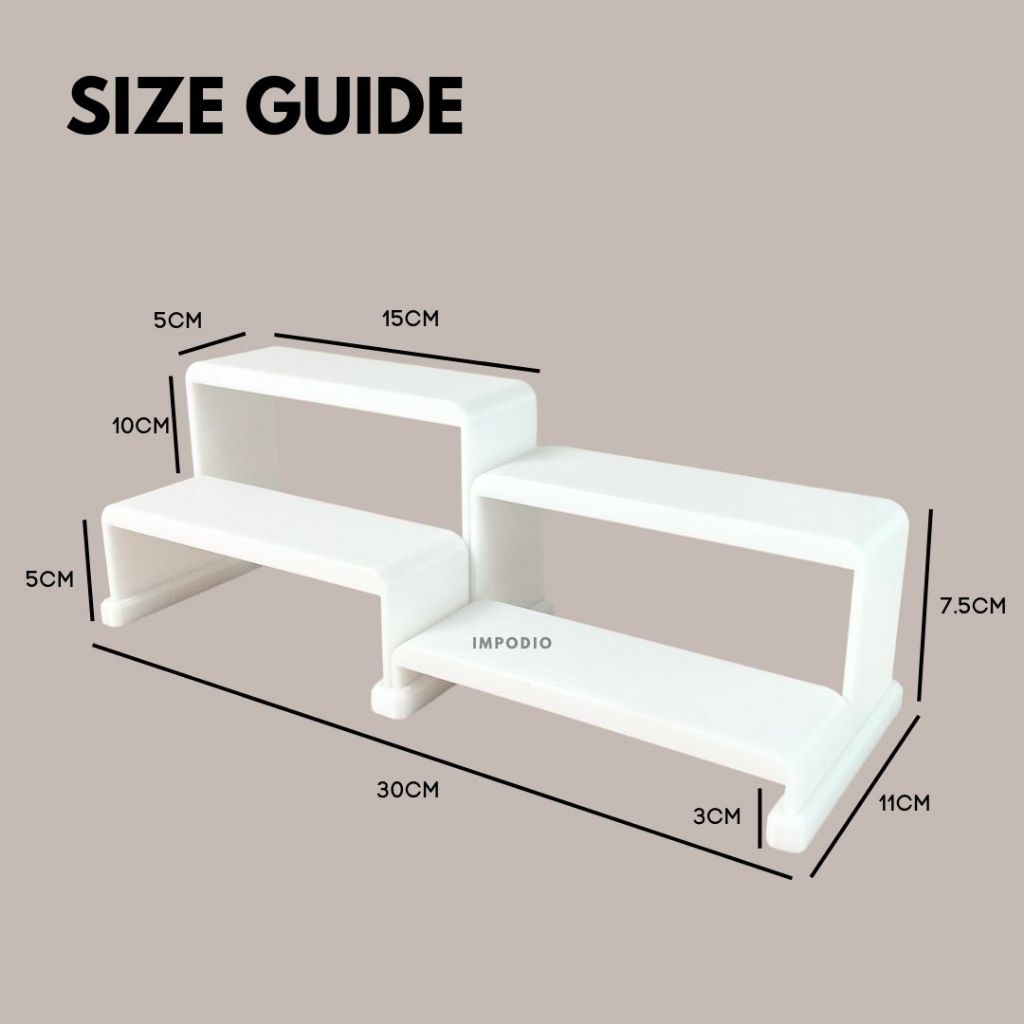 IMPODIO Tangga Display 3 Tingkat Bahan Resin thermoplastic - Rak Pajangan Miniatur / Koleksi / Action figure