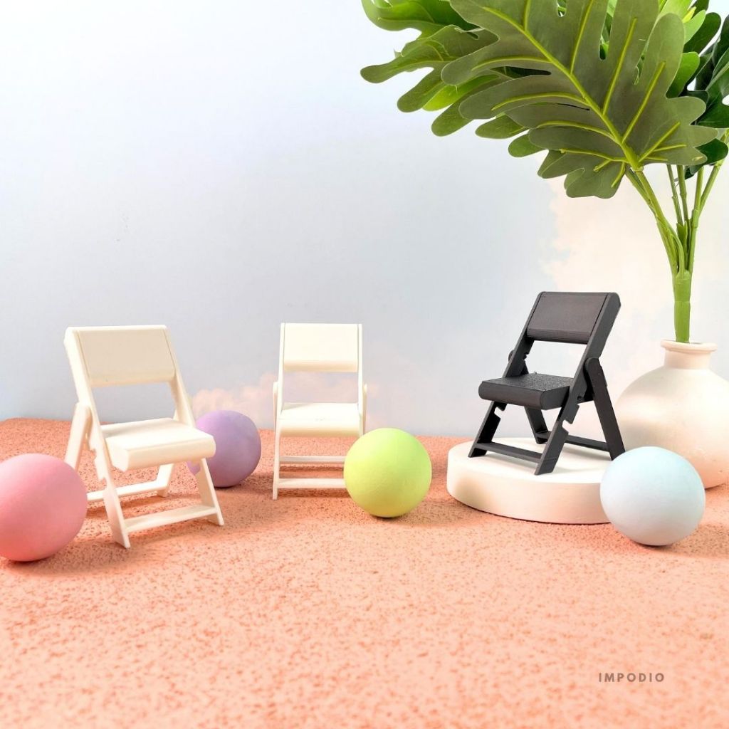 IMPODIO Kursi Mini Bangku Pantai - Chair Miniatur Resin Dekorasi Props Foto Produk
