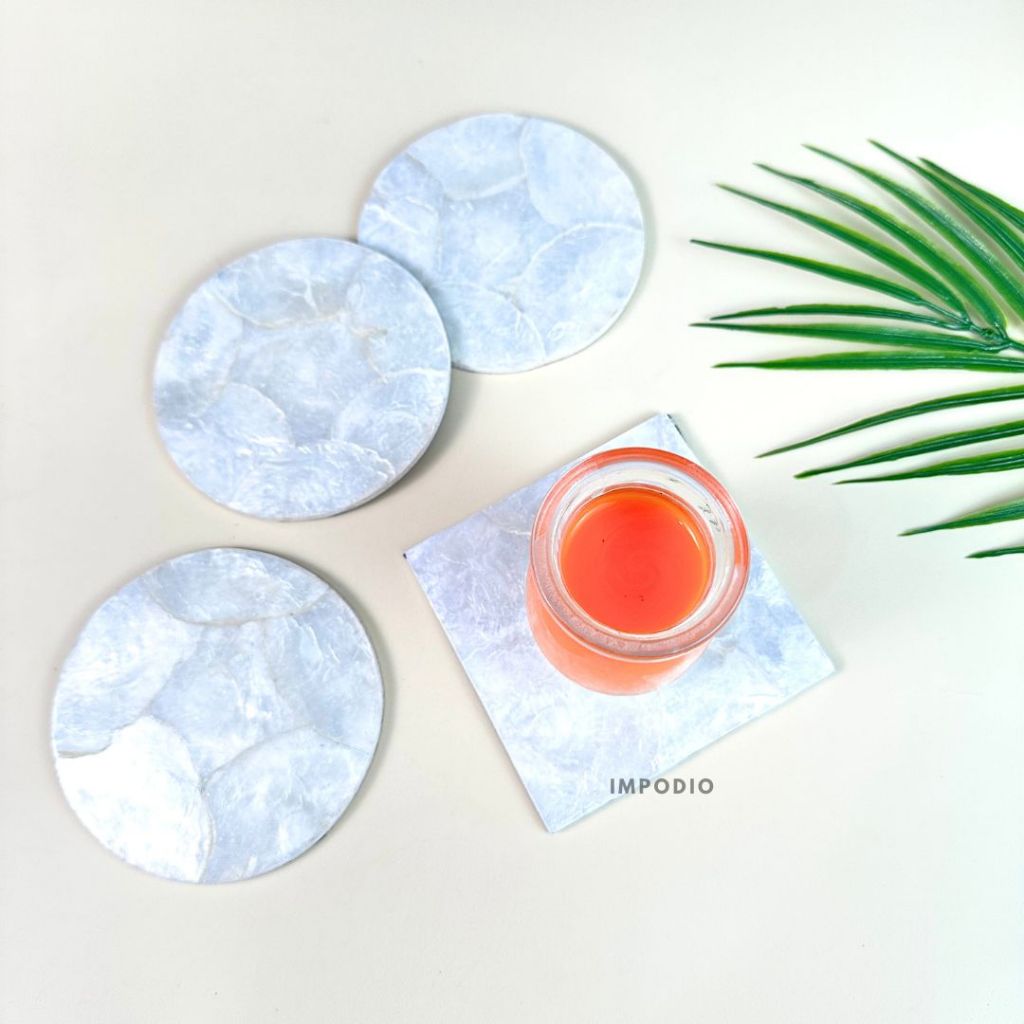 IMPODIO Coaster Kulit Kerang Tatakan Aksesoris Serbaguna - Props Foto Dekorasi Produk