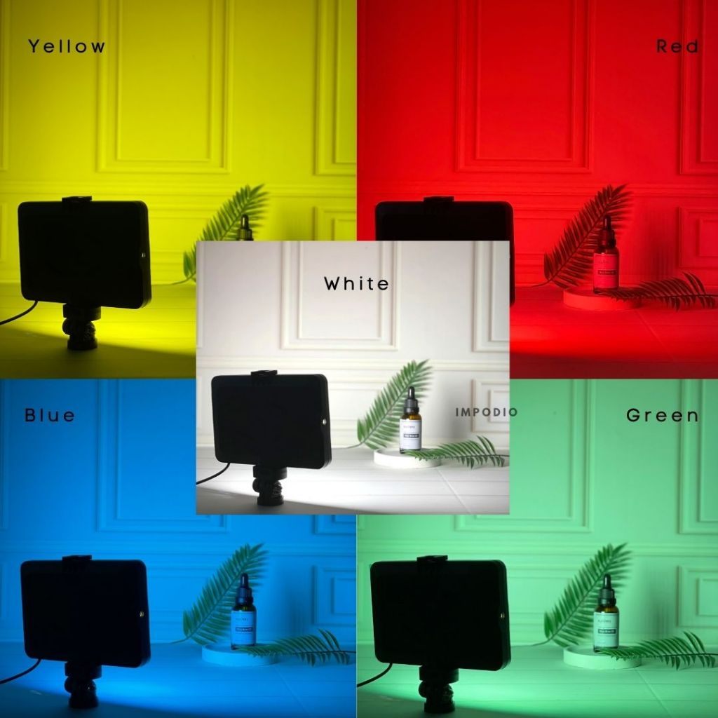 IMPODIO Overhead Phone Stand Holder 360 Rotation + Led Fill Light - Tripod Meja Konten Live Streaming