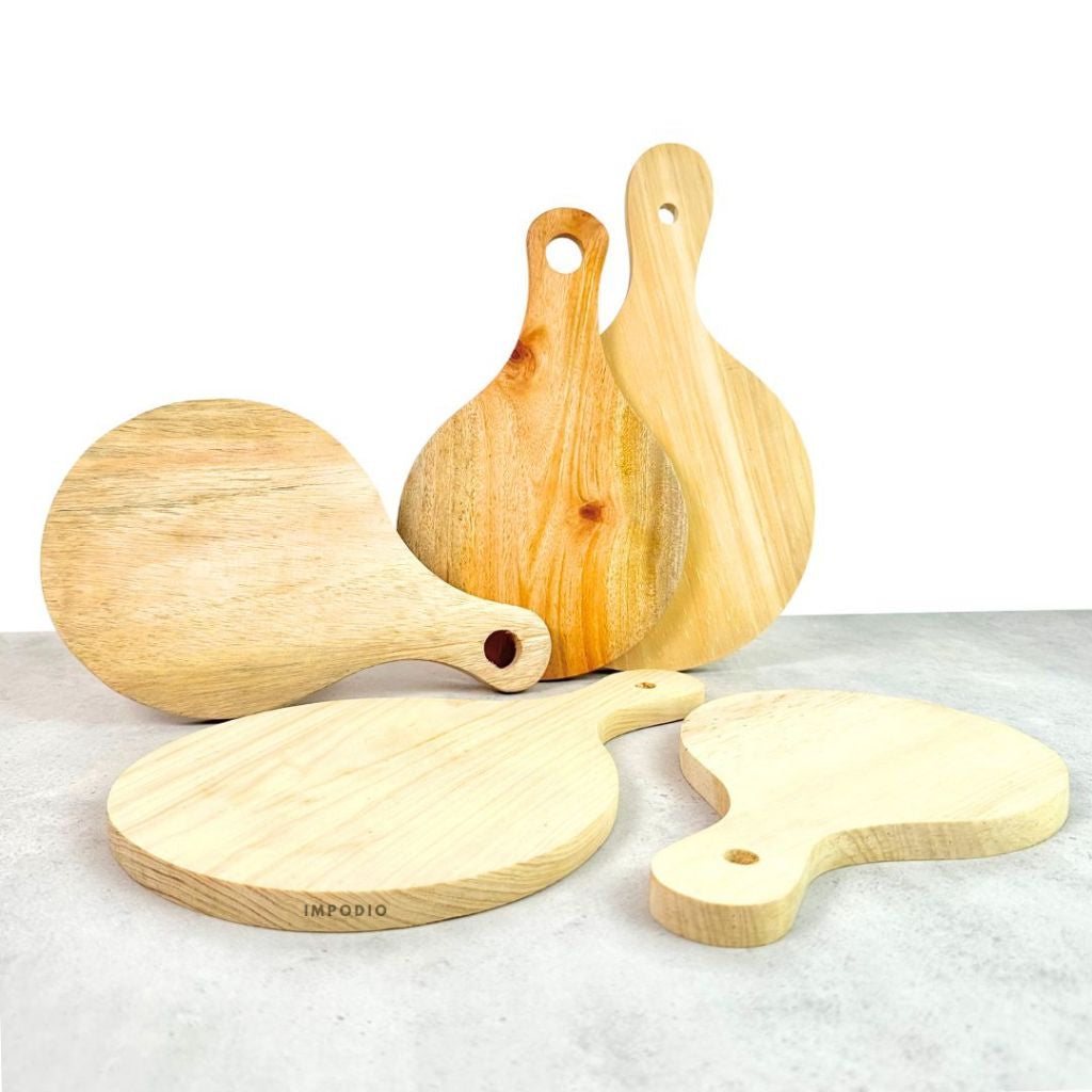 IMPODIO Talenan bulat untuk pizza cutting board diameter 15 dan 18cm piring kayu