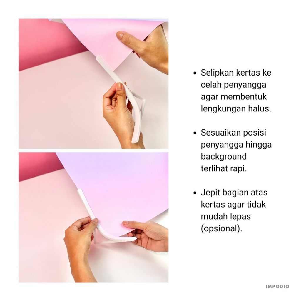 IMPODIO Paket 1 Pasang Penyangga Background Paper Curve - close up