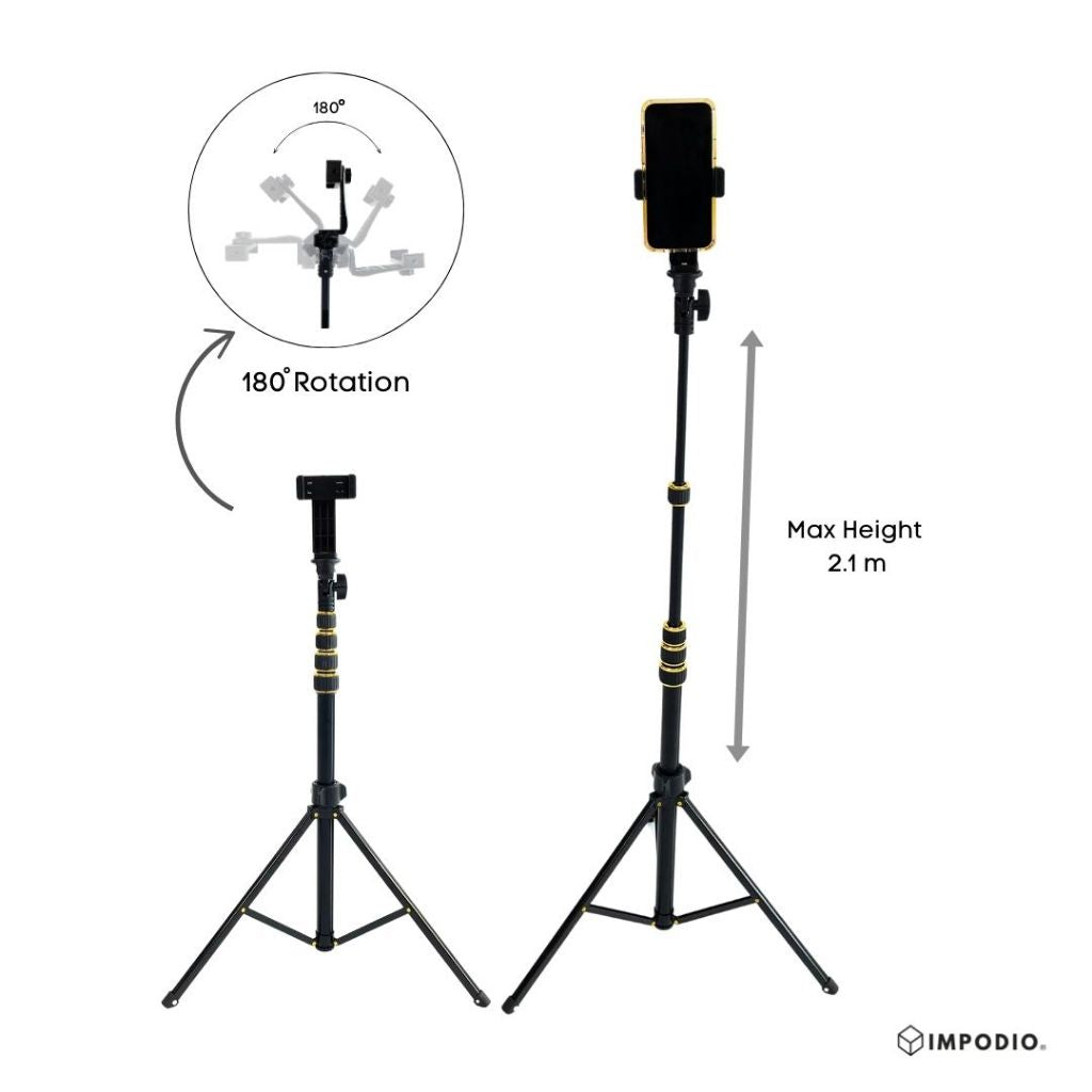 IMPODIO portable light stand tripod serba guna tinggi 200cm - Hitam