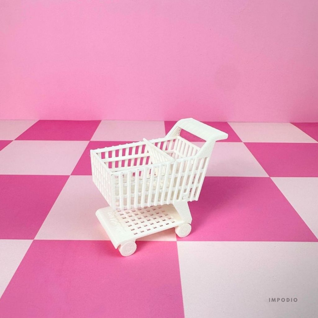 IMPODIO Trolley Mini Keranjang Belanja Supermarket - Miniatur Troli Resin Props Photography