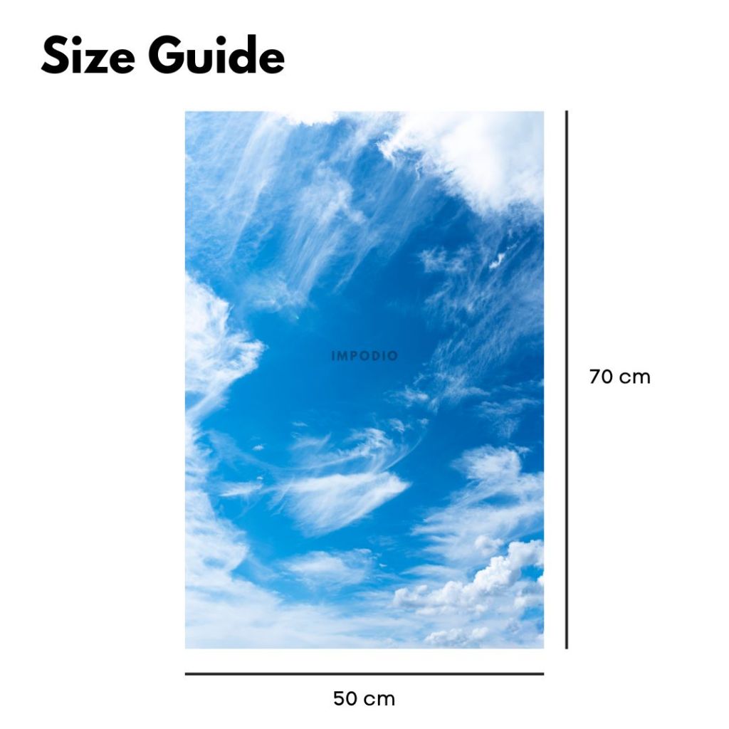 IMPODIO Background Paper Motif Awan Sky Ukuran 50 x 70 cm - Blue Cloud Latar Belakang Aesthetic Alas Fotografi Backdrop Produk