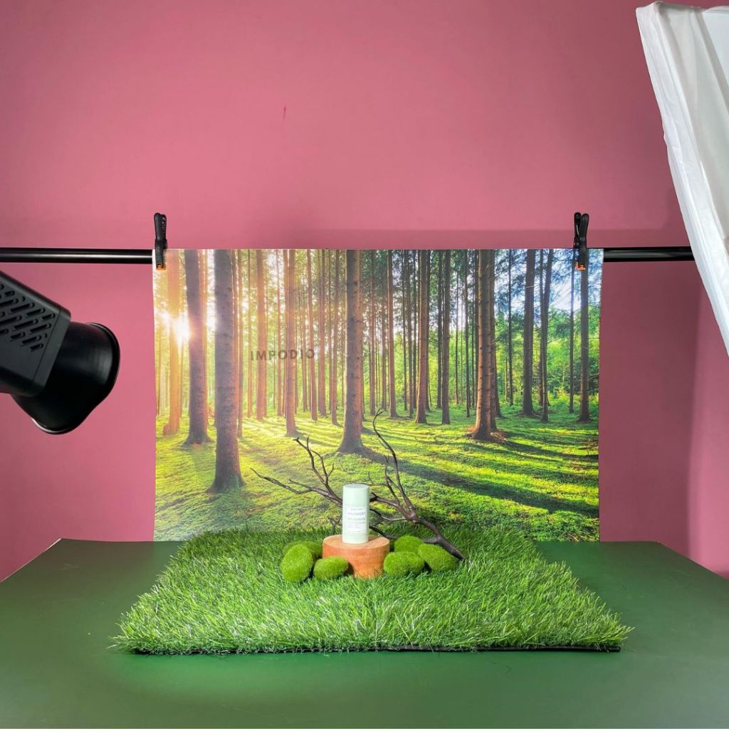 IMPODIO Background Paper Motif Hutan Pepohonan Forest Ukuran 50 x 70 cm - Latar Belakang Aesthetic Alas Fotografi Backdrop Produk