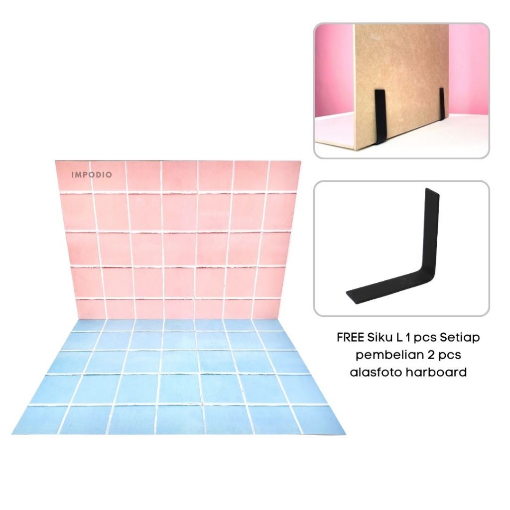 IMPODIO Alasfoto papan motif mosaic dinding 60x44 cm - background foto hardboard