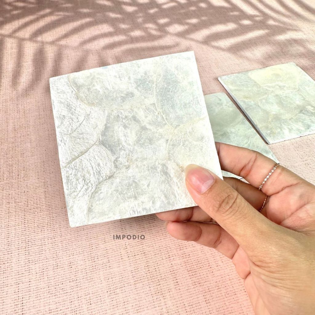 IMPODIO Coaster Kulit Kerang Tatakan Aksesoris Serbaguna - Props Foto Dekorasi Produk