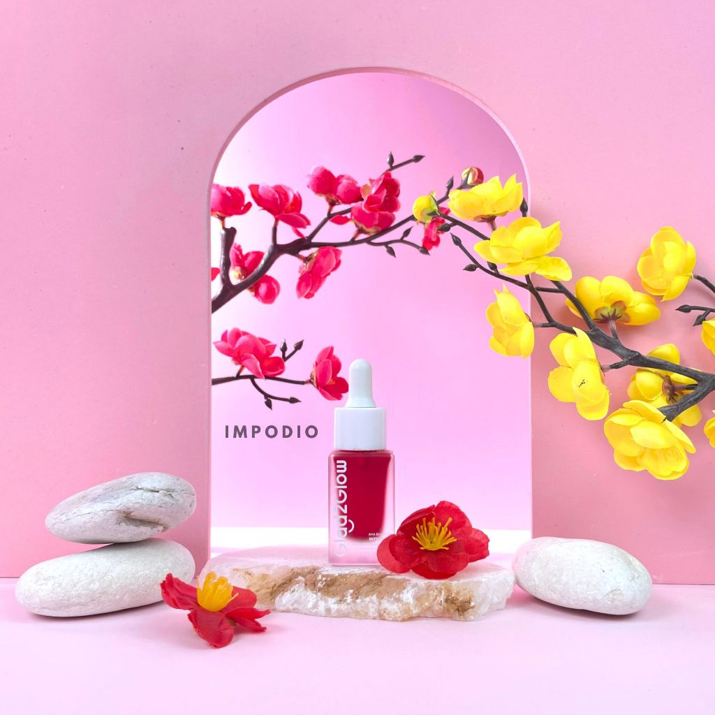 Bunga Sakura Merah IMPODIO Plastik Cherry Blossom Flower Artificial - Dekorasi Imlek