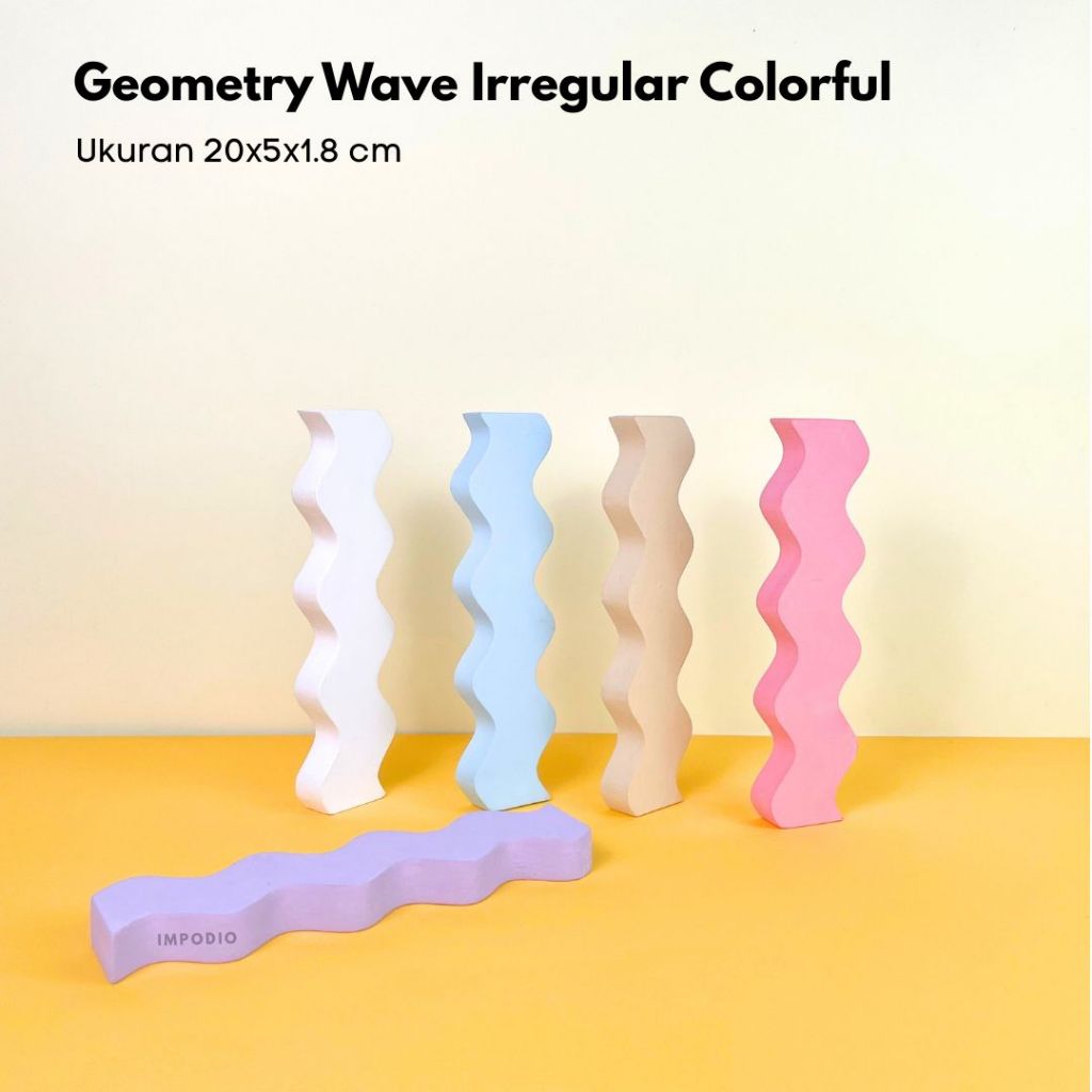 IMPODIO Geometry Wave Irregular Colorful - Properti Foto Produk Display Props Photography