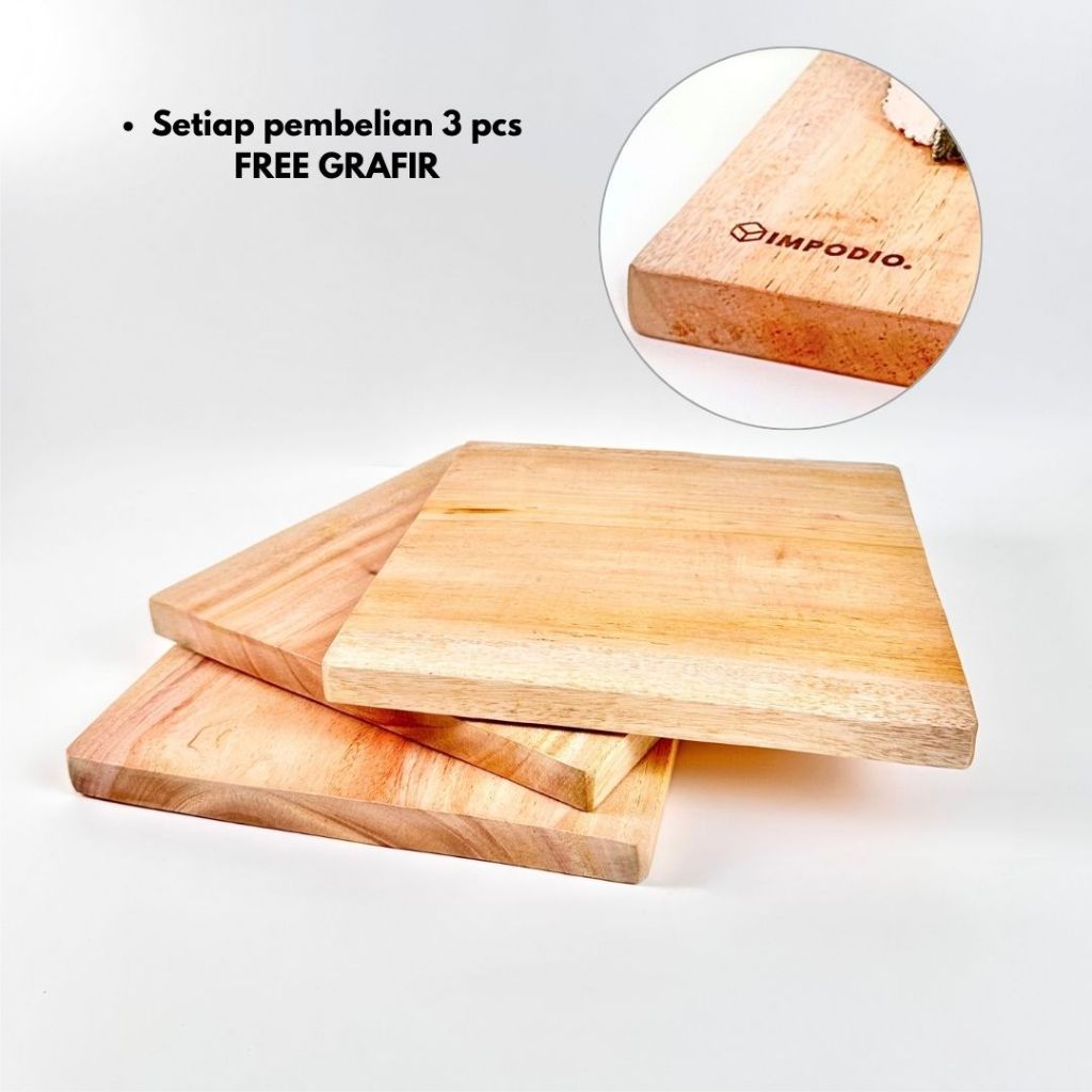 IMPODIO Tatakan Kue Kayu Mahoni Asli - Nampan Alas Makanan Kue Tart Cupcakes Display Props Foto