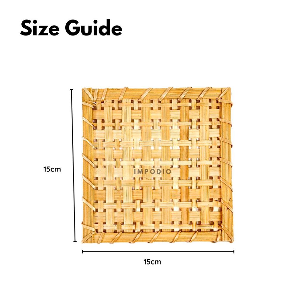 IMPODIO  Placemat Tatakan Anyaman Bambu Ukuran 20x30cm - Alas Bamboo Dekorasi Foto Produk