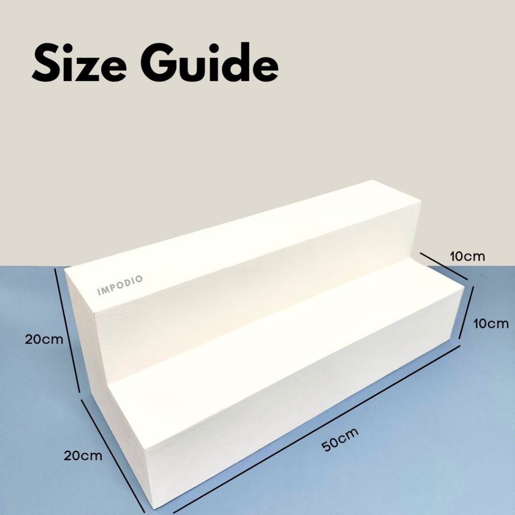 IMPODIO Tangga Podium Kayu 20x20x50 cm - display balok bertingkat - Properti Foto Produk