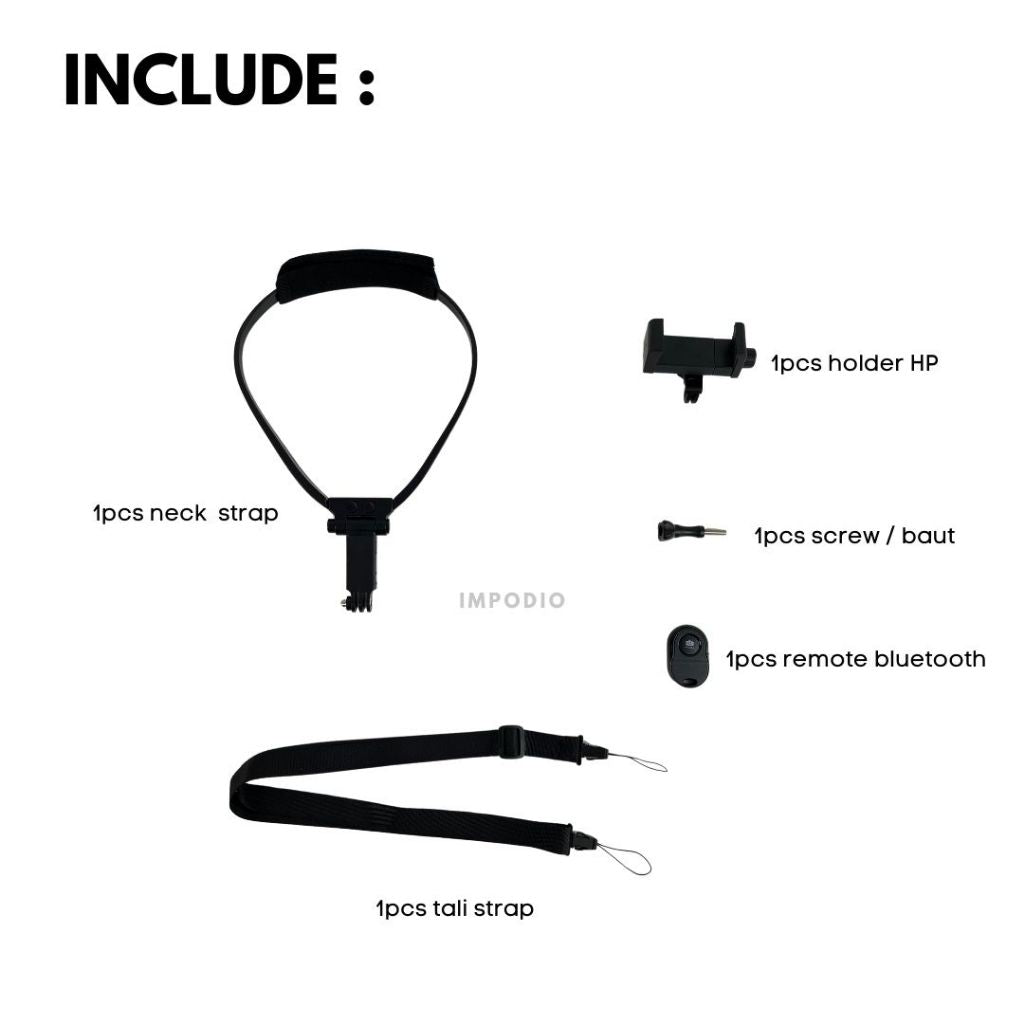 IMPODIO Neck holder mount bluetooth remote - kalung leher gopro - close up