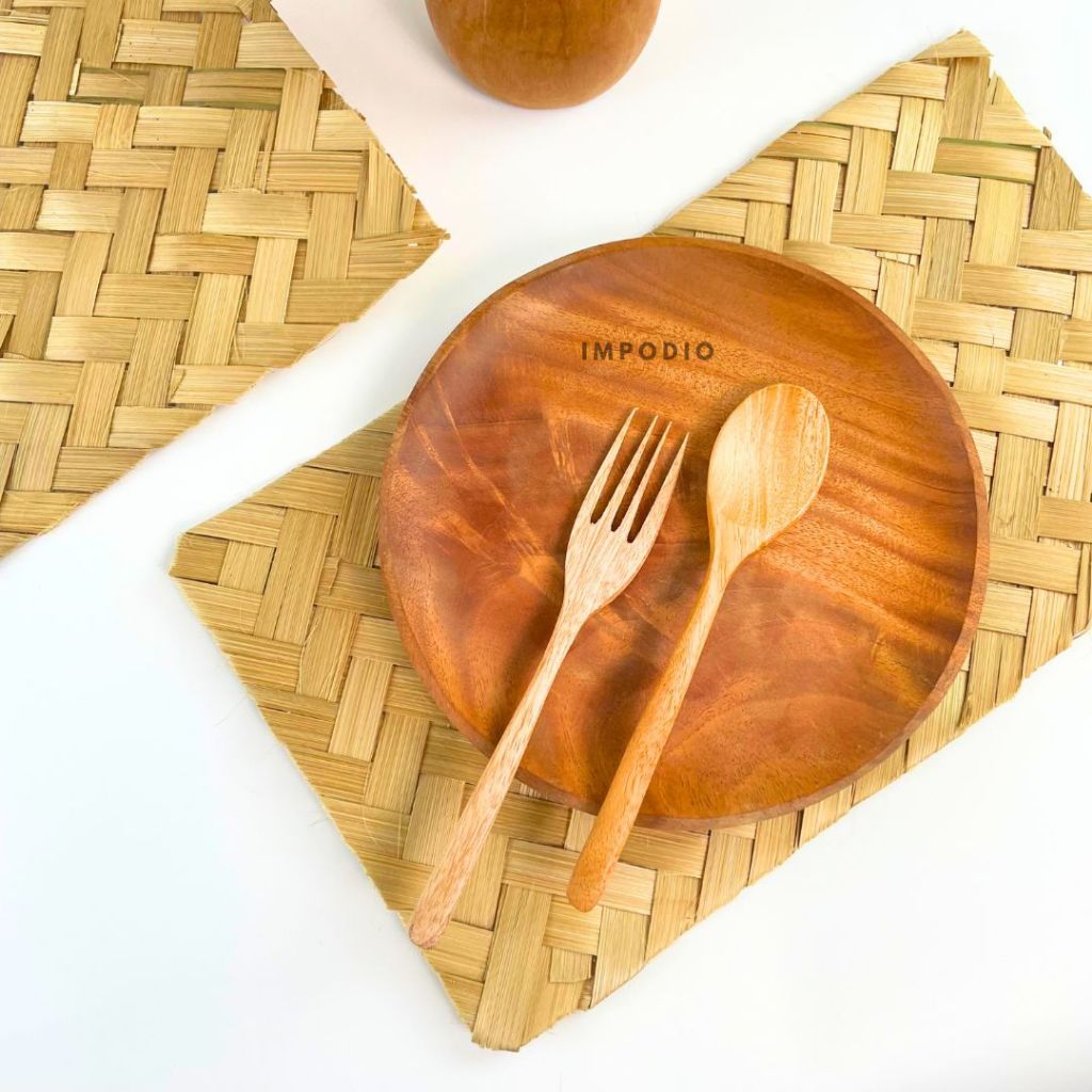 IMPODIO  Placemat Tatakan Anyaman Bambu Ukuran 20x30cm - Alas Bamboo Dekorasi Foto Produk