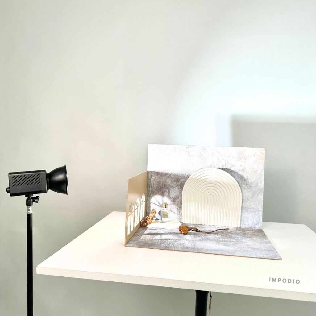 IMPODIO Dekorasi jendela geometris - pengatur bayangan artistik - latar belakang foto produk estetik