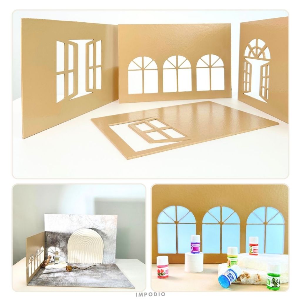 IMPODIO Dekorasi jendela geometris - pengatur bayangan artistik - latar belakang foto produk estetik