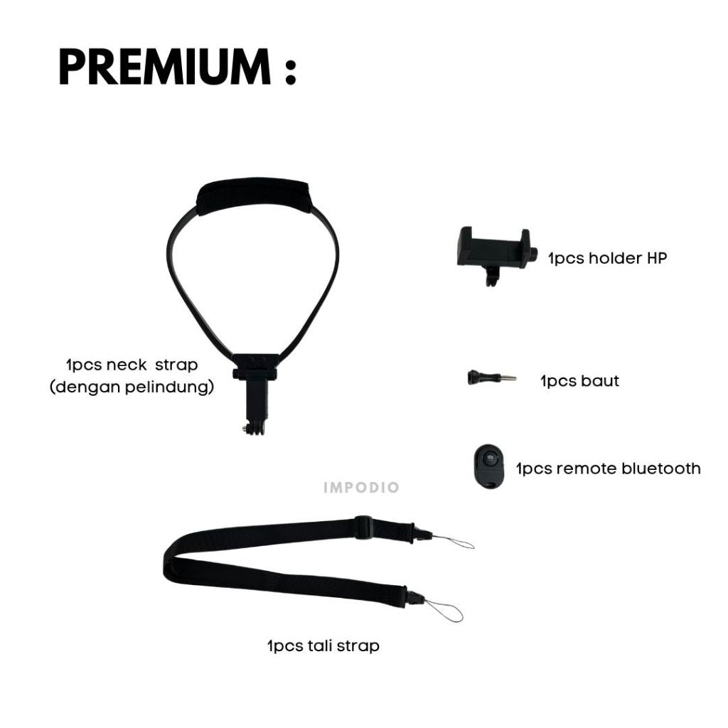IMPODIO Neck holder mount bluetooth remote - kalung leher gopro - lifestyle