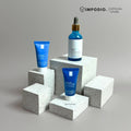 IMPODIO Display Stand Kayu Motif Terrazzo - Kubus Geometri Display Props foto Produk Skincare & Perhiasan