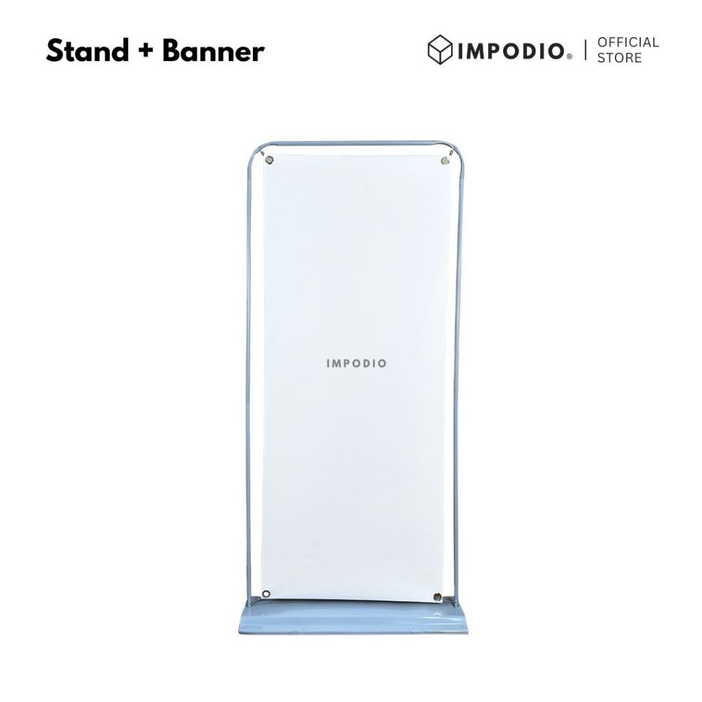 IMPODIO Banner Standing Frame Poster Display 80x180cm - Stand Banner Custom Kokoh untuk Promosi Toko Cafe Pameran dan Event Organizer